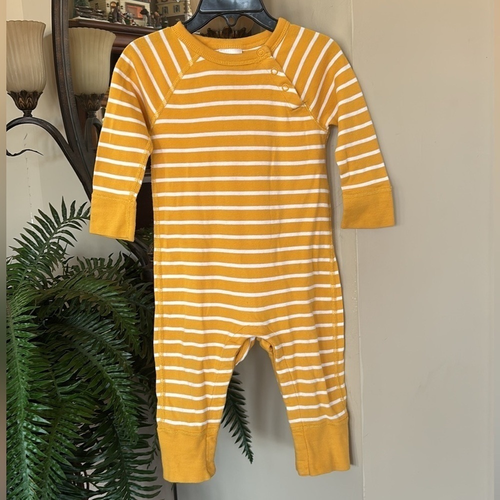 Hanna Andersson Organic Cotton Onesie Outfit Jumper Yellow Gold White Stripe
